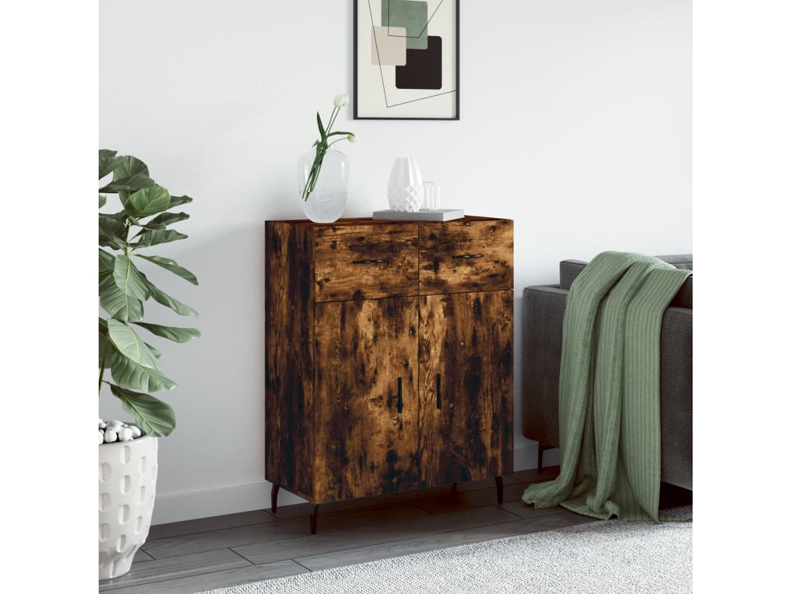 Aparador | Aparador De Comedor | Armario De Cocina De Madera De Ingeniería Roble Ahumado 69,5x34x90 Cm