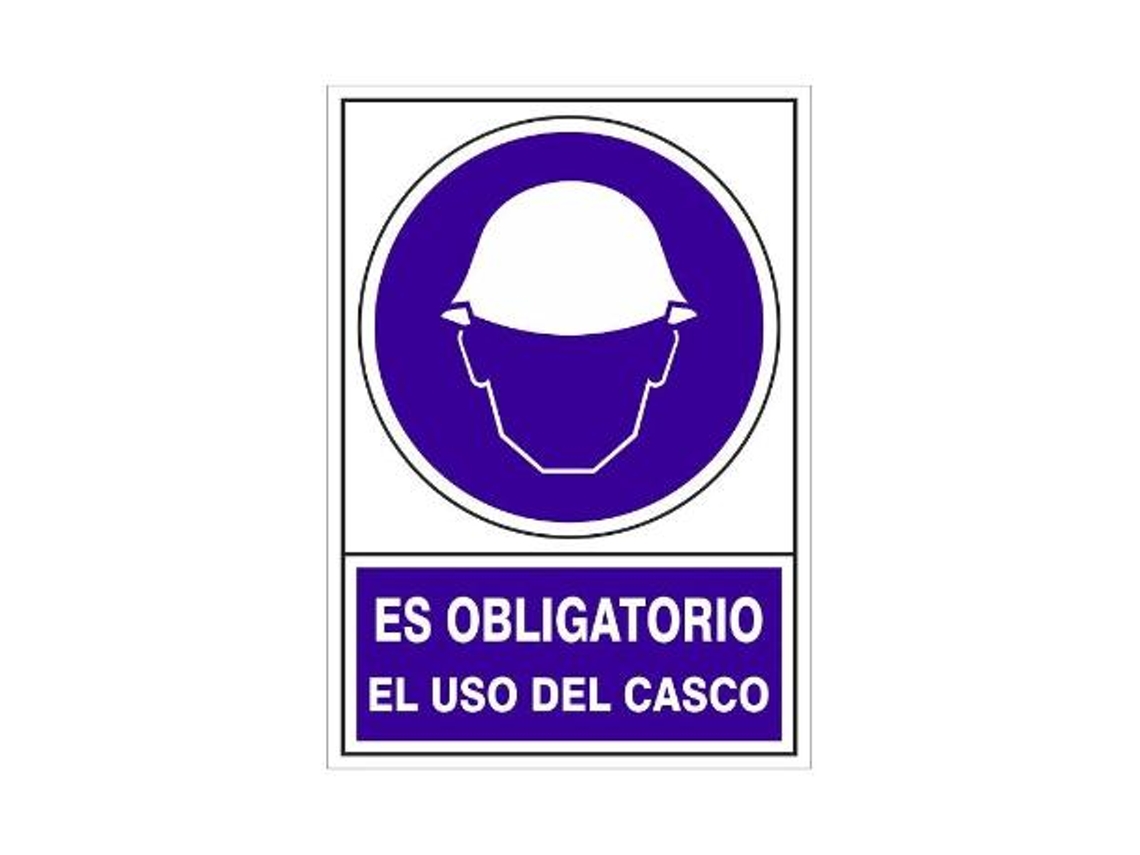 Señal 600 plast.490x345 obli.uso casco es obligatorio el uso del casco