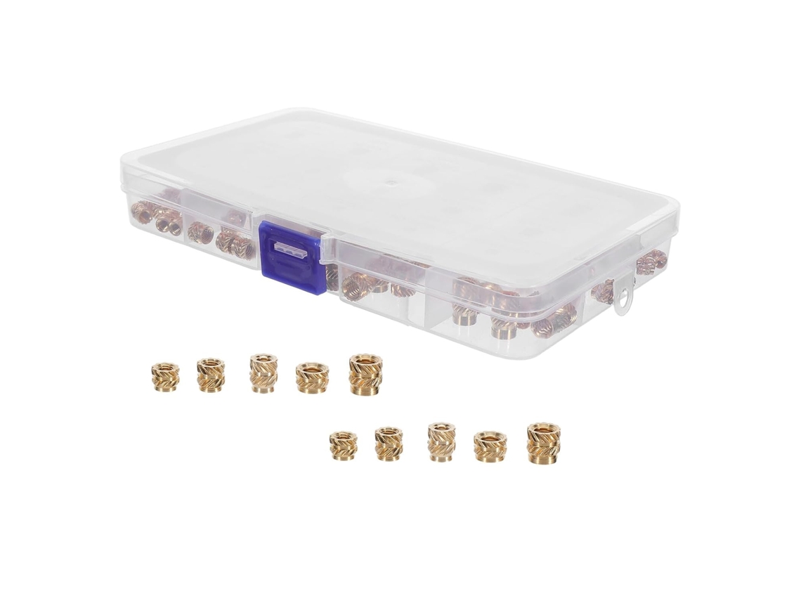 Kit con 300 insertos de latón dentados para tuercas de plástico, termosellables, tamaños M2 a M6 y SFUSHOS
