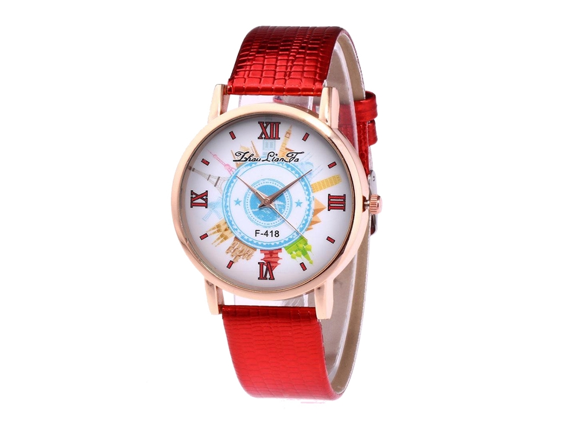 Reloj De Pulsera De Cuarzo Para Hombre, Estilo Estudiante, Con Correa De Cuero, Moderno E Informal (rojo).