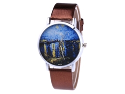 Reloj De Cuarzo De Pareja Casual Con Correa De Cuero Pu, Dial Redondo Simple, Café