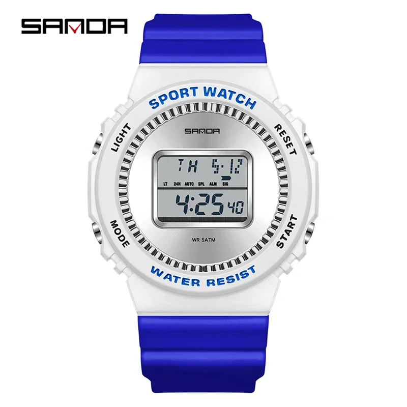 Reloj Deportivo (azul Y Blanco), Cronómetro Multifuncional, Temporizador De Cuenta Regresiva, Resistente Al Agua, Reloj Digital Para Estudiantes.