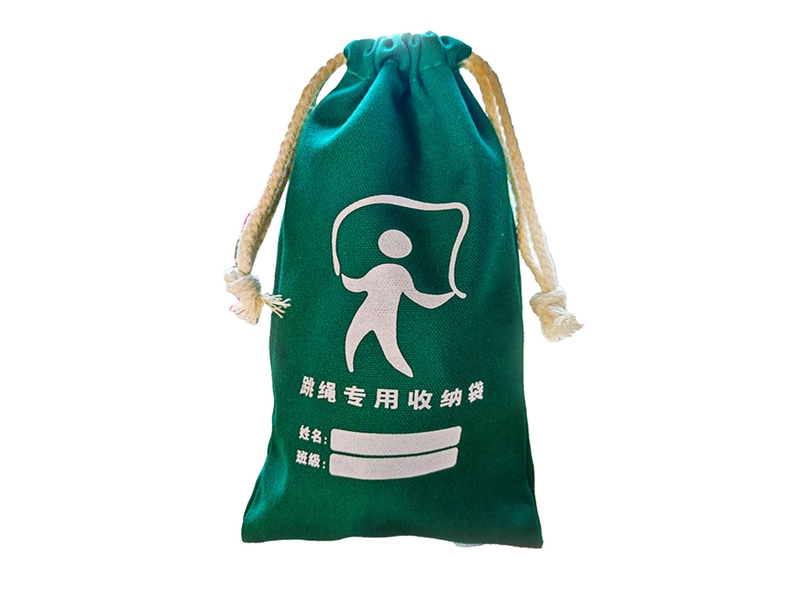 Bolsa de almacenamiento para cuerda de saltar para escuela primaria, mini bolsa de lona con cordón, linda bolsa con cordón verde