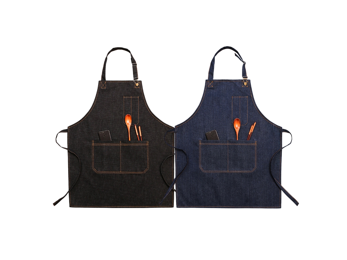 Delantal De Cocina Unisex De Lona Grande Con Bolsillos Para Cocinar, Asar, Barbacoa Y Hornear
