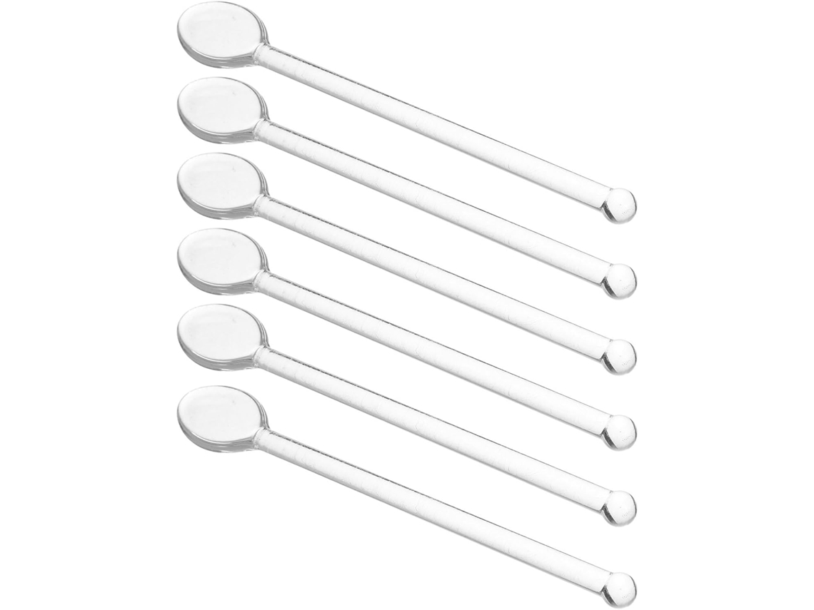 Juego De 6 Cucharillas De Té De Vidrio Con Mangos Largos Antideslizantes.