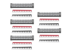 Juego de bloques de terminales de alimentación de 12 posiciones con cables puente, 5 unidades, 15 A, 600 V