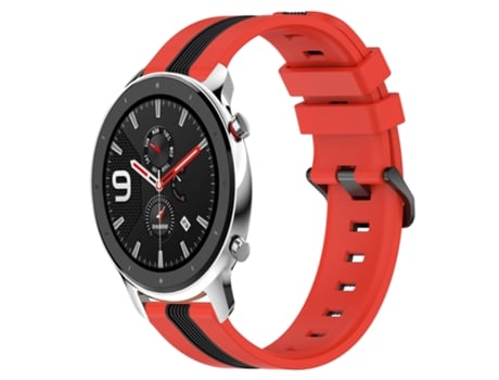 Correa Smartwatch para Amazfit GTR 4 Vertical 22mm Silicona Bicolor (Rojo + Negro)
