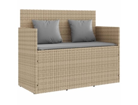 Banco de jardín VIDAXL con cojines ratán sintético beige