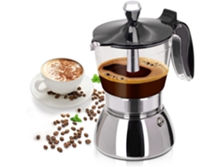 Cafetera Moka De Acero Inox Espresso Con Visor Transparente Para Casa, 6 Tazas (300ml)