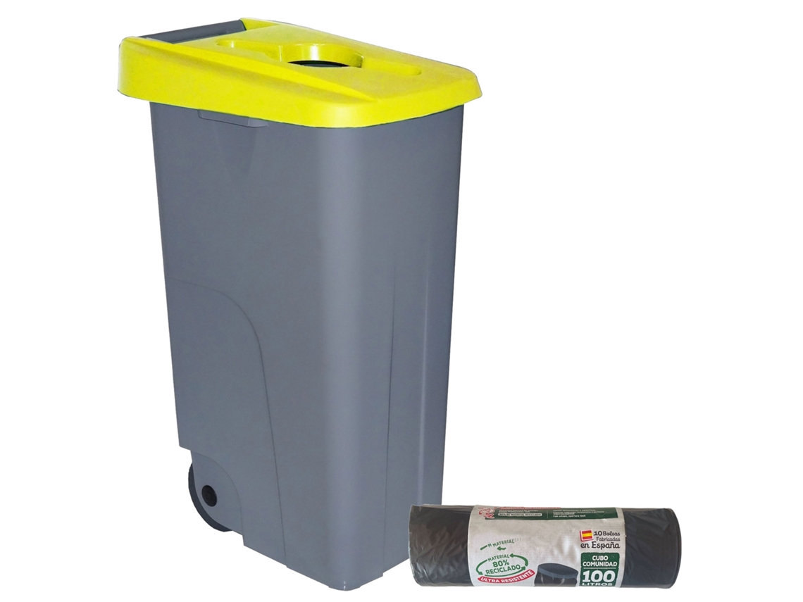 Recipiente Abierto 85L Amarillo Alt.76Cm + 10 Bolsas de Basura 100L WELLHOME