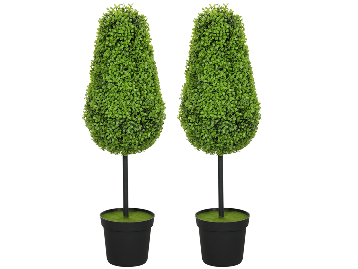 2 Boj Artificiales 90cm Forma Lágrima Maceta Decorativa
