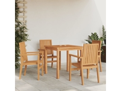 Sillas de jardín apilables (4 unidades, 56,5 x 57,5 x 91 cm), teca maciza, DKD Home Decor