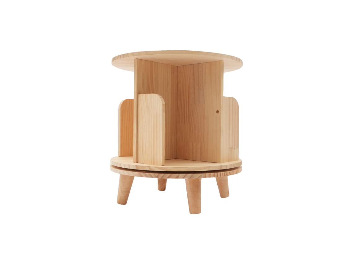 Estante giratorio, madera de pino duradera, diseño giratorio de 360°, madera