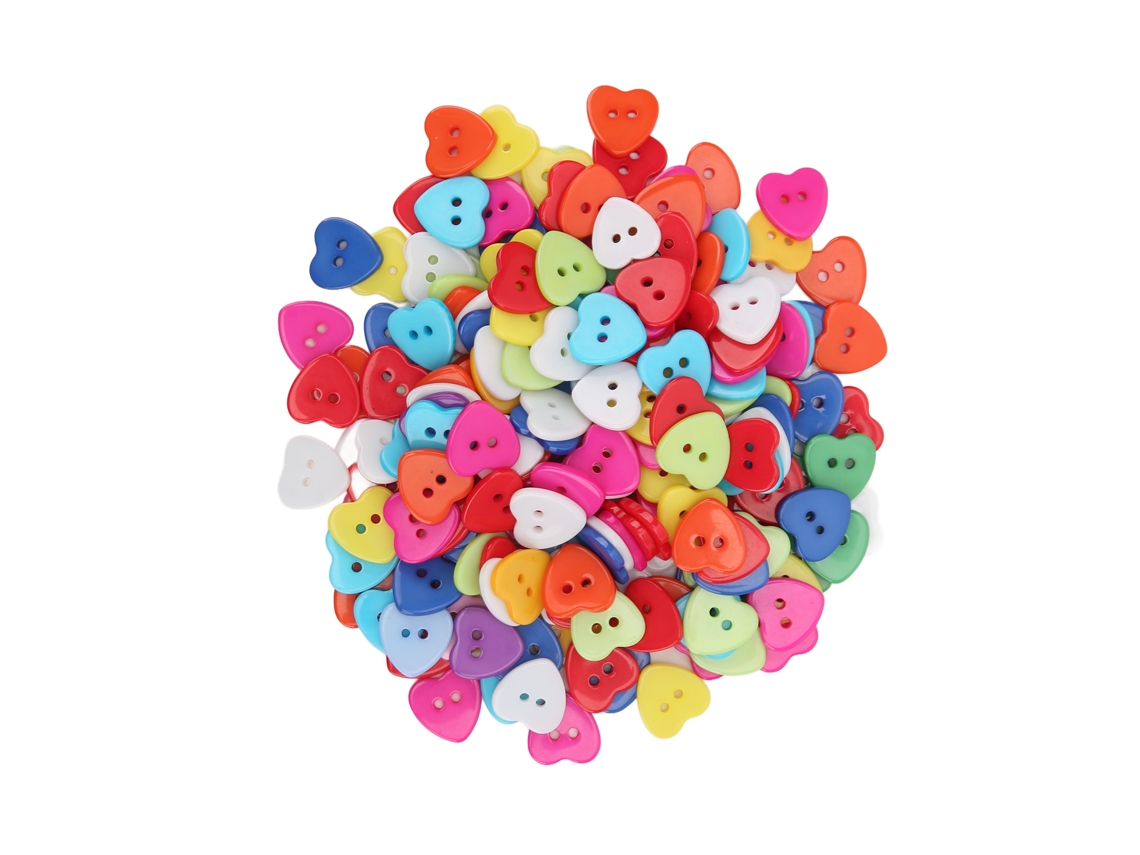 200 Botones De Resina Impermeables Con Forma De Corazón Y 2 Agujeros Para Coser Y Manualidades.