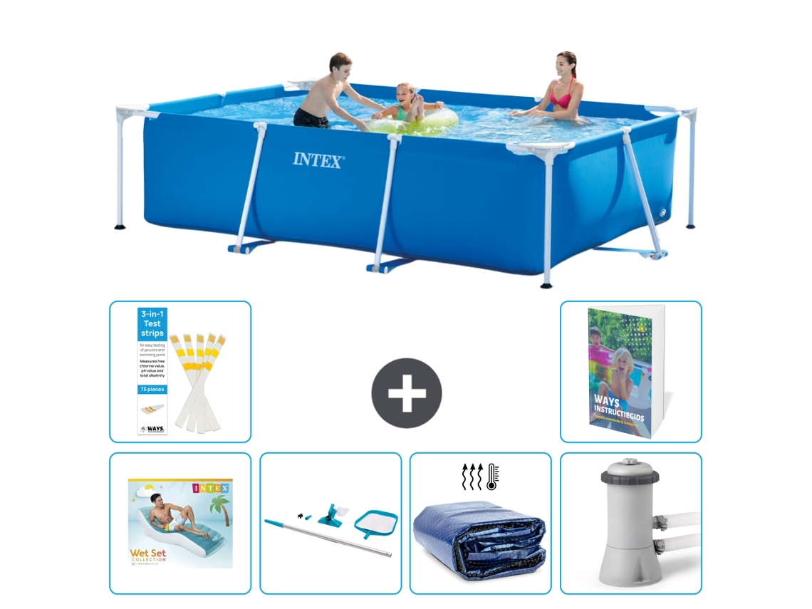 Intex Piscina Com Estrutura Retangular - 300x200x75 Cm - 7-peças S134
