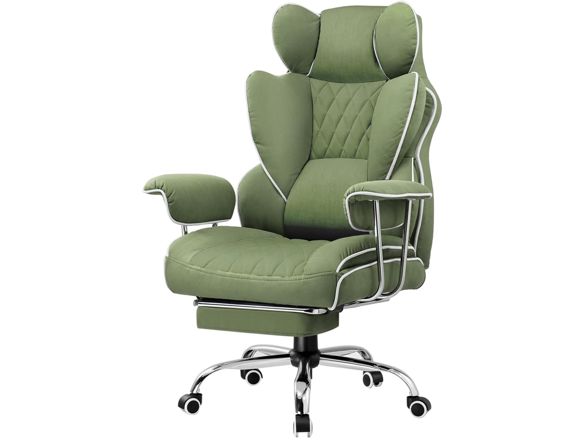 Silla para juegos GTPLAYER, silla de oficina con soporte lumbar con resortes embolsados, silla ergonómica y cómoda (tela, verde)