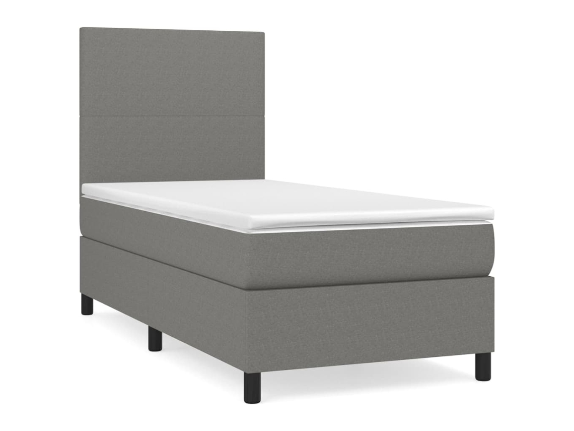 Maison Exclusive - Cama Box Spring Con Colchón Tela Gris Oscuro 90x200 Cm