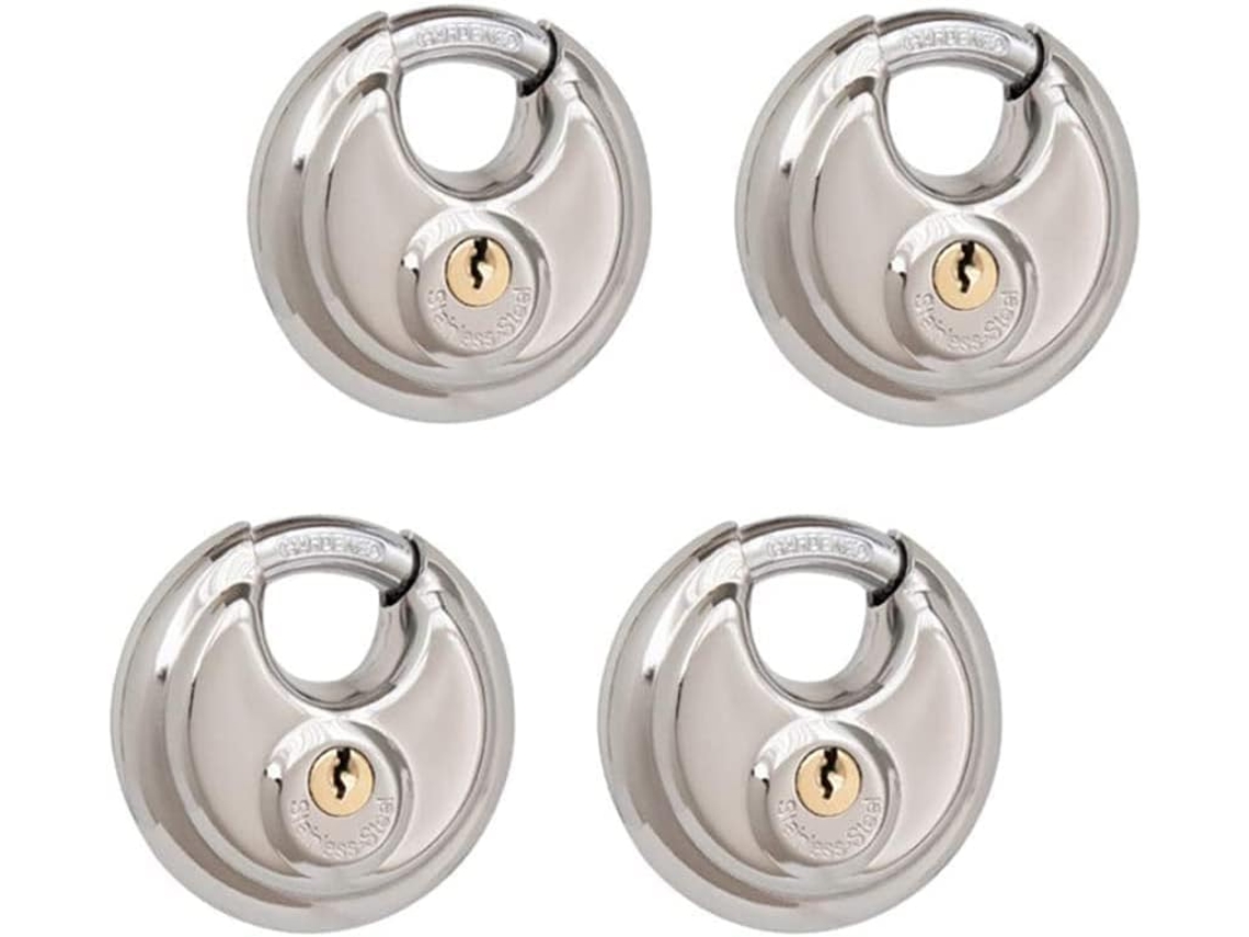 Cerradura De Disco 4 Con Llave Acero Inoxidable Argolla Templado Cilindro Latón Para Unidad Almacenamiento Cobertizos