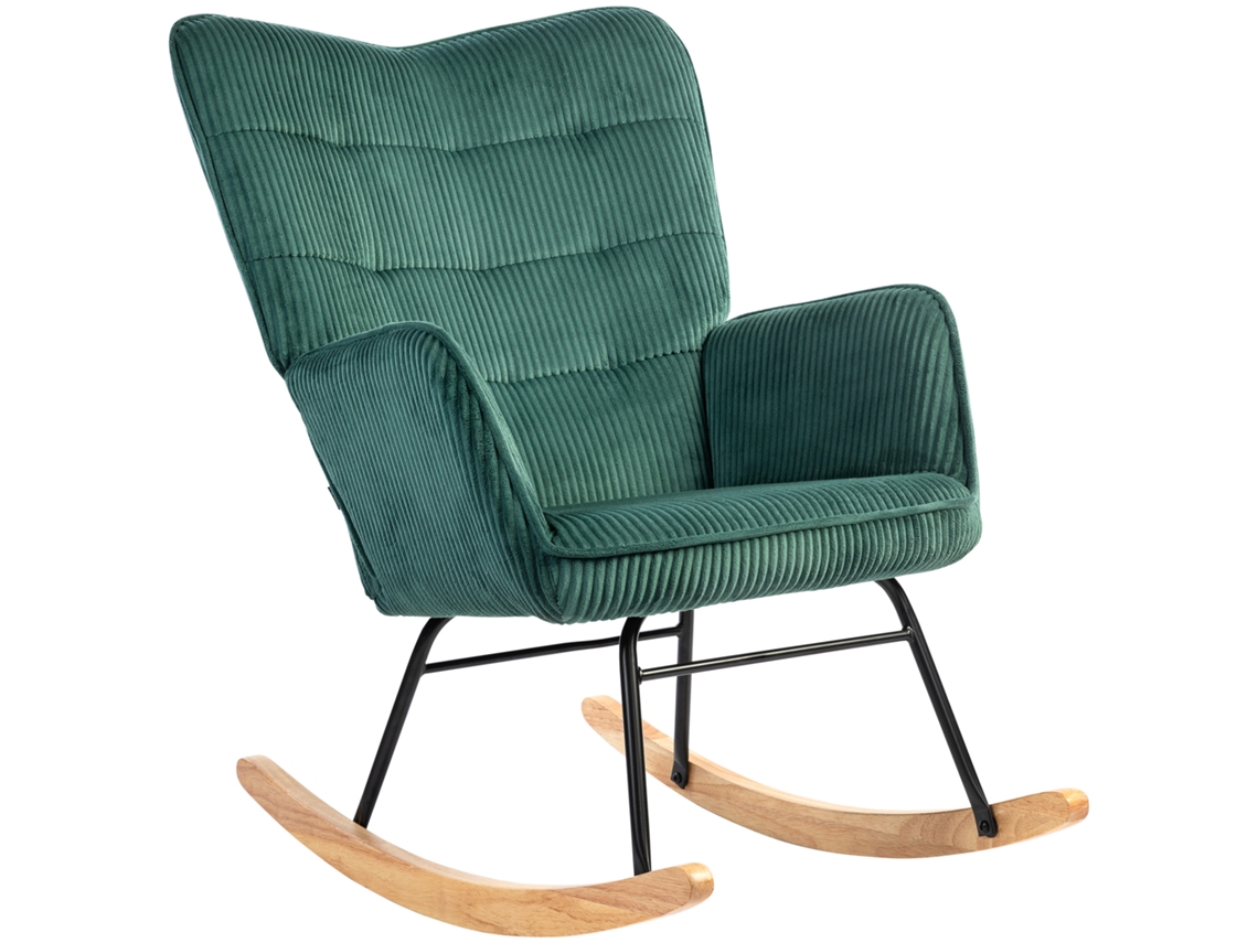 Mecedora de madera de haya con asiento tapizado, robusta, capacidad de 120 kg.