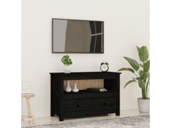Mueble Tv 79 x 35 x 52 cm Madera Pino Macizo Negro-Derivados