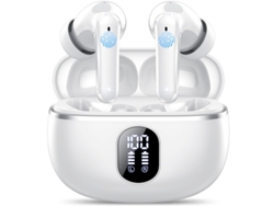 Auriculares Deportivos Blancos Con Bluetooth 5.4, 40 Horas De Autonomía, Pantalla Led, 4 Micrófonos Y Graves Profundos.