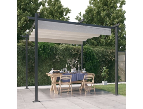 vidaXL Cenador de jardín con techo retráctil color crema 3x3 m