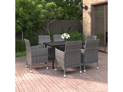 Juego de comedor de jardín de 7 piezas con cojines de mimbre y cristal de DKD Home Decor