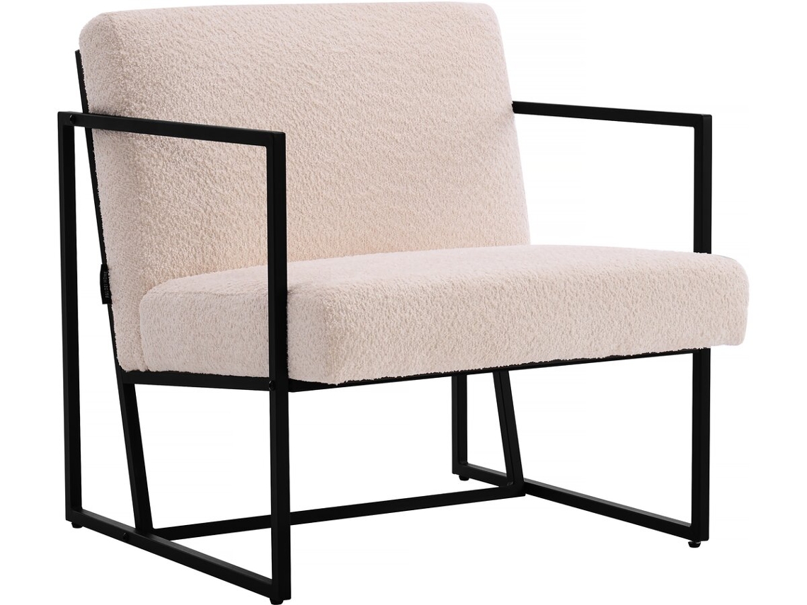 Sillón de Metal Kennedy Con Tela Bouclette 73. 5 X 75.5 X 81 Cm Crema PALOZI HOME