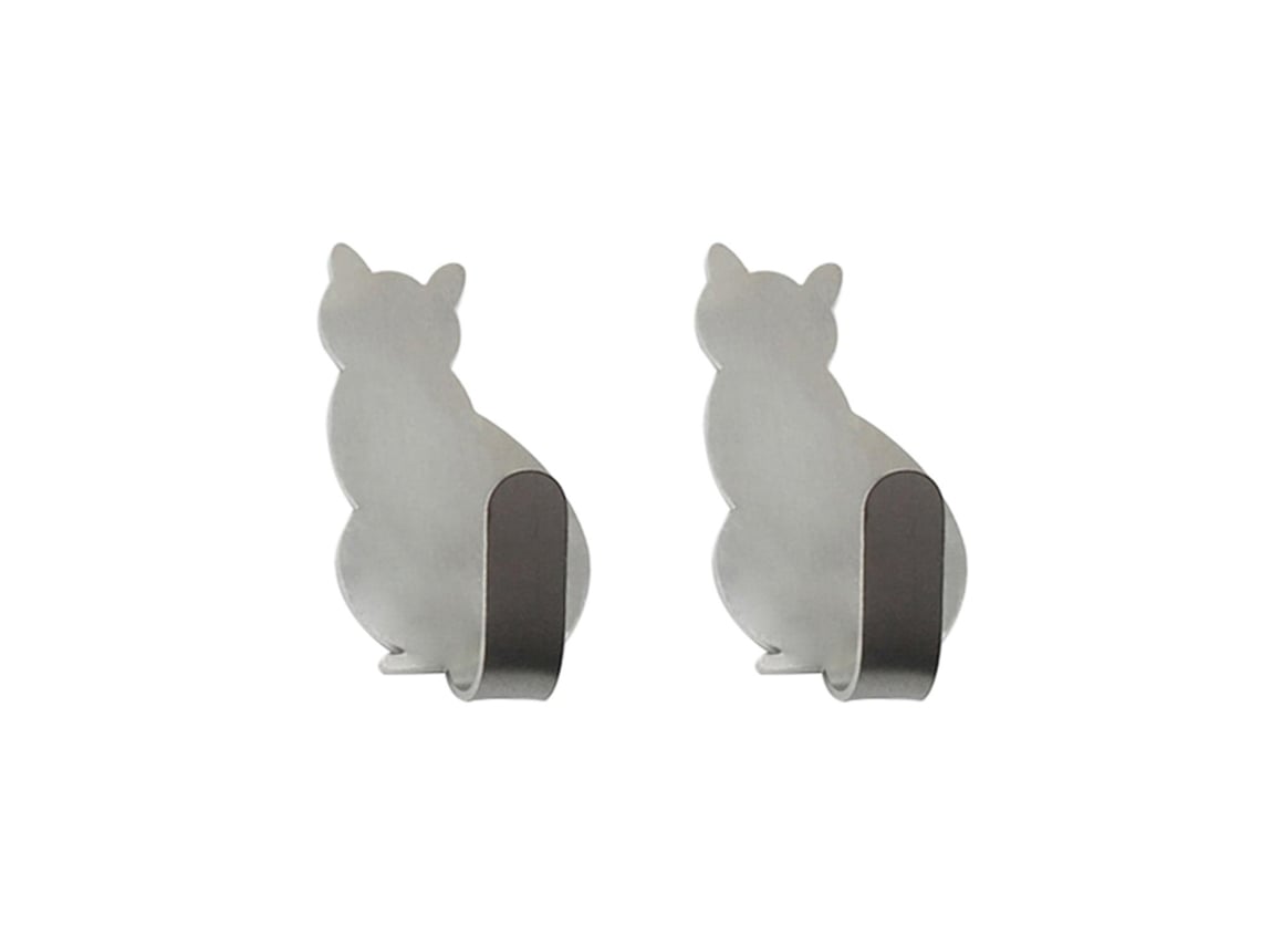 Ganchos adhesivos resistentes de acero inoxidable con diseño de gato de Gusshious Kitchen
