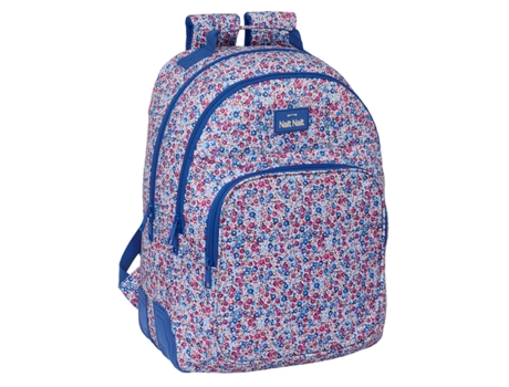 Mochila Escolar SAFTA Flores coimbra azul (Multicolor - Poliéster 300D)