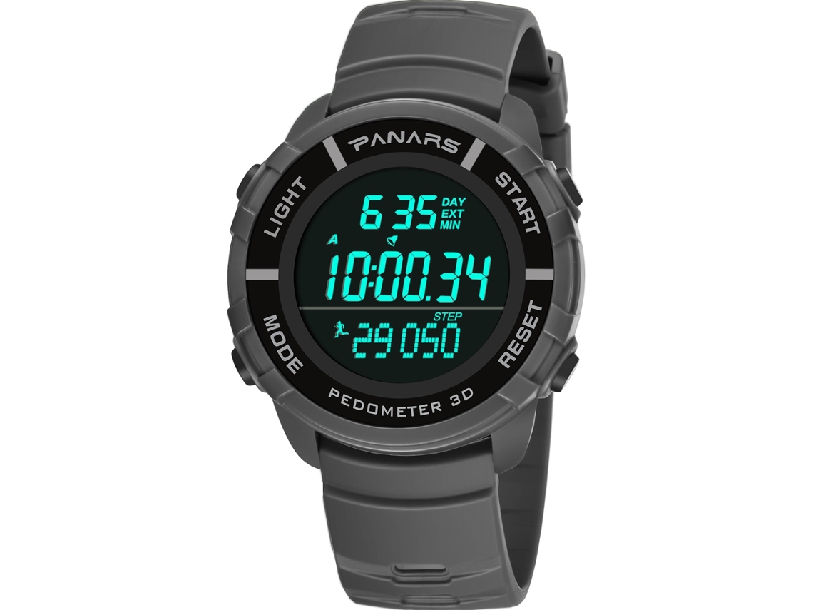 Reloj Deportivo Multifuncional Panars Pedometer 3d Resistente Al Agua Correa Pu Gris