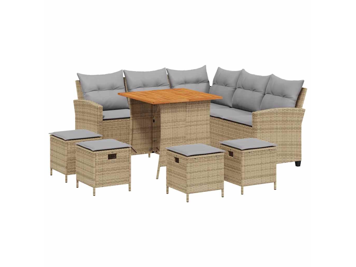 Maison Exclusive - Juego De Sofás De Jardín En Forma De L Con Cojines 6 Pzas Beige