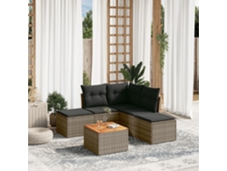 Conjunto de sofá de jardín con cojines de mimbre gris, Dkd Home Decor