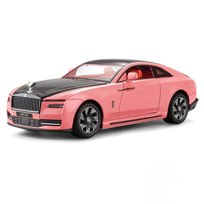 (rosa) Coche De Juguete A Escala 1:24 De Aleación Con Sonido Y Luz, Función De Retroceso.