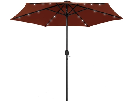 vidaXL Sombrilla con luces LED y palo de aluminio terracota 270 cm
