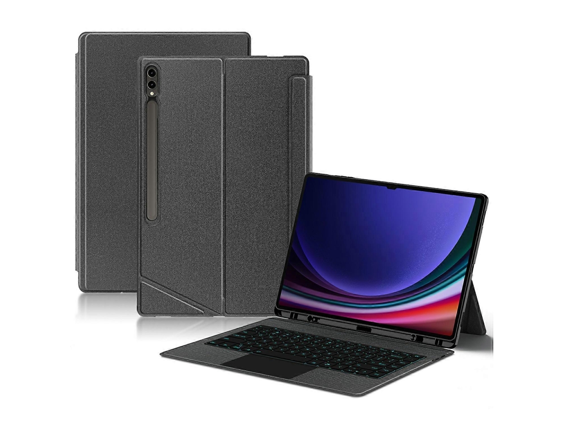 Funda de cuero para Samsung Galaxy Tab S8 Ultra con teclado Bluetooth y panel táctil retroiluminado Hengrongshen