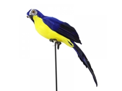 Decoración De Loro Azul Y Amarillo Con Plumas Realistas, Ideal Para Jardines, Decoración De Interiores Y Actividades Temáticas.