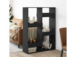 Biombo plegable | Separador de ambientes 100x33x135 cm, fabricado en derivados de madera, color negro.