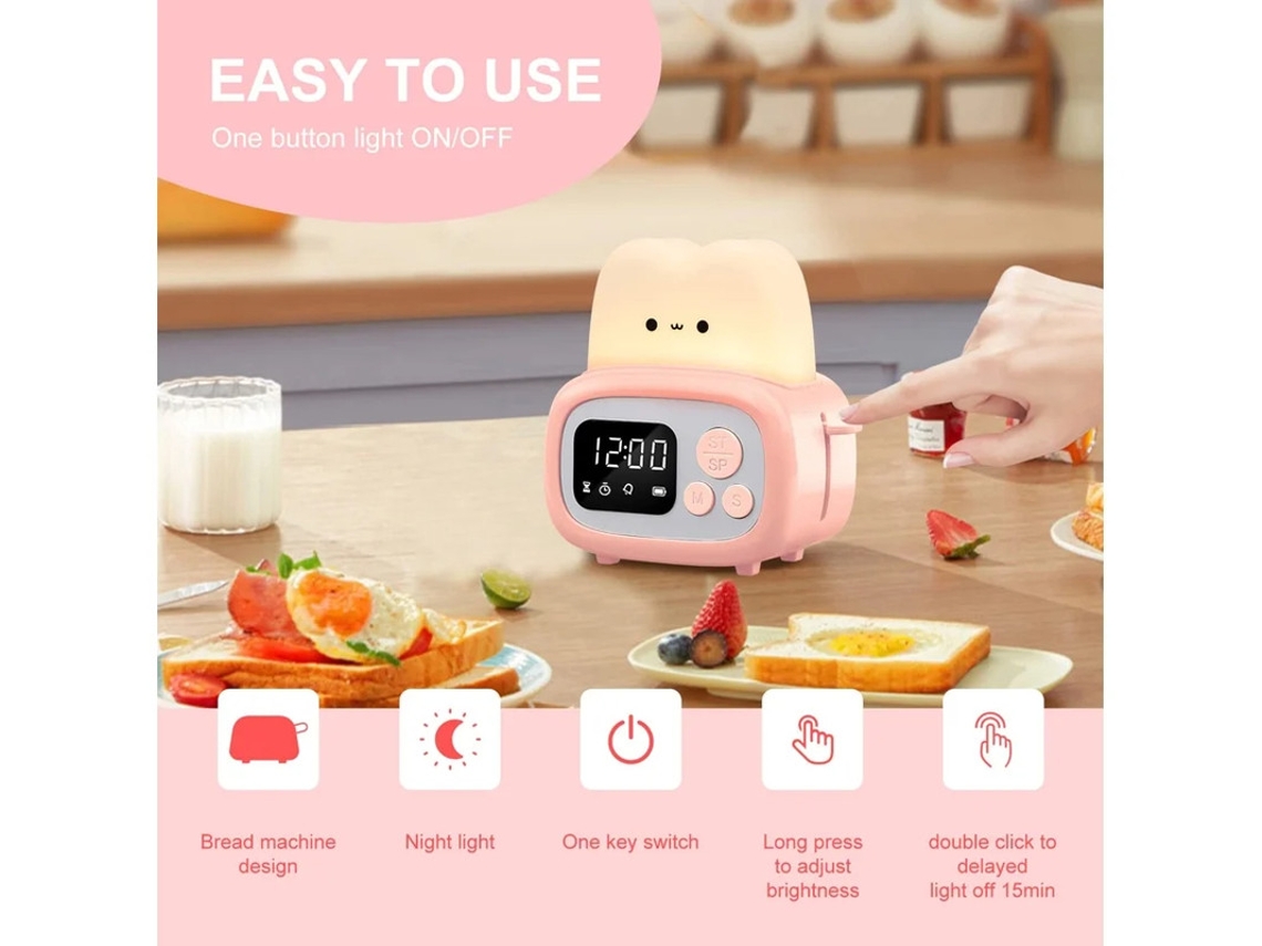 Reloj con temporizador y luz nocturna para niños, pequeño, portátil, LED, de escritorio, Bestvite