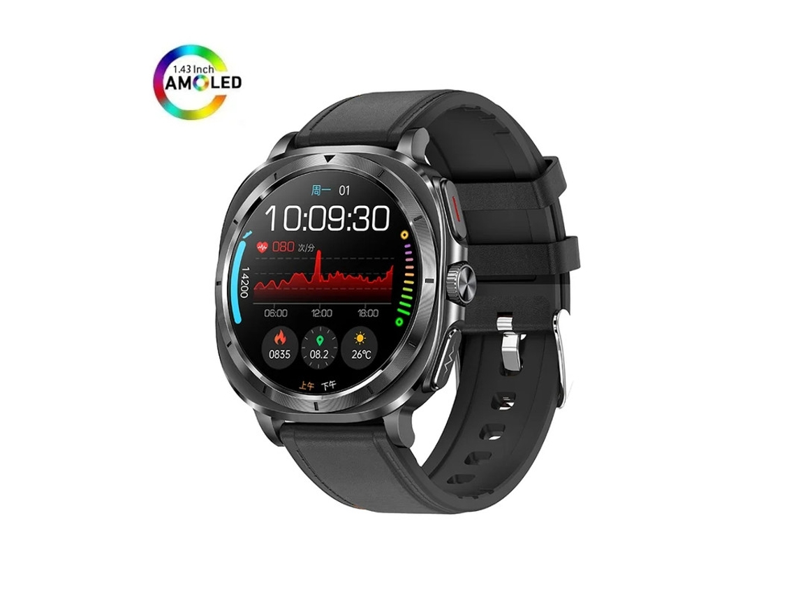 Reloj inteligente Yizhood ET492 con pantalla AMOLED, Bluetooth, llamadas, NFC y detección de estado de ánimo (negro)