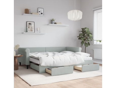 Sofá cama MAISON EXCLUSIVE nido con cajones terciopelo gris claro 90x200 cm