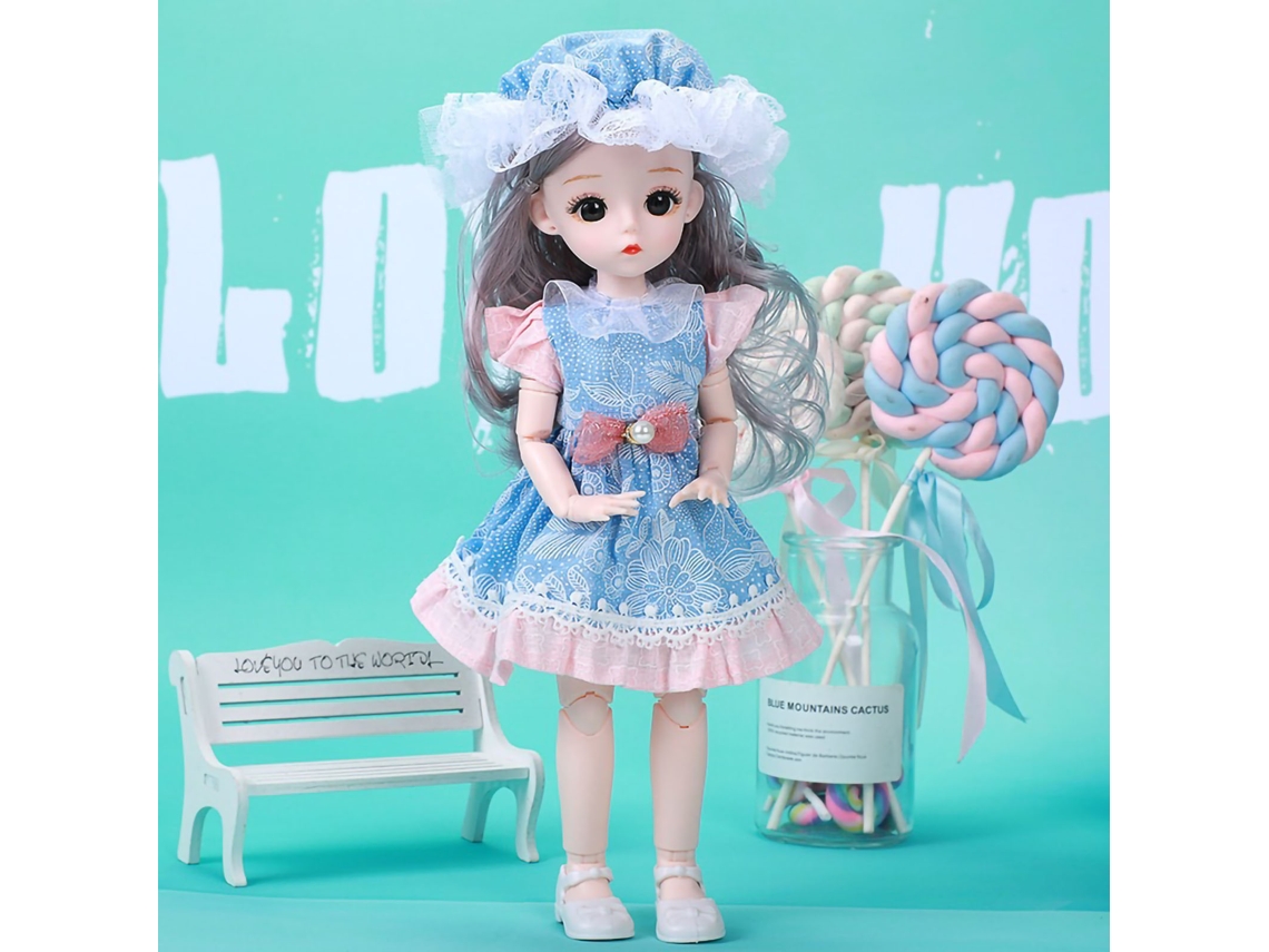 Boneca Bj-doll Fashion Articulada e Bonita, Presente de Aniversário para Meninas a partir de 3 Anos, Brinquedo Estilo Princesa e Tipo Comum