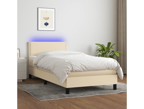 Cama con somier VIDAXL (Beige - Tela - 203 x 90 x 88 cm)