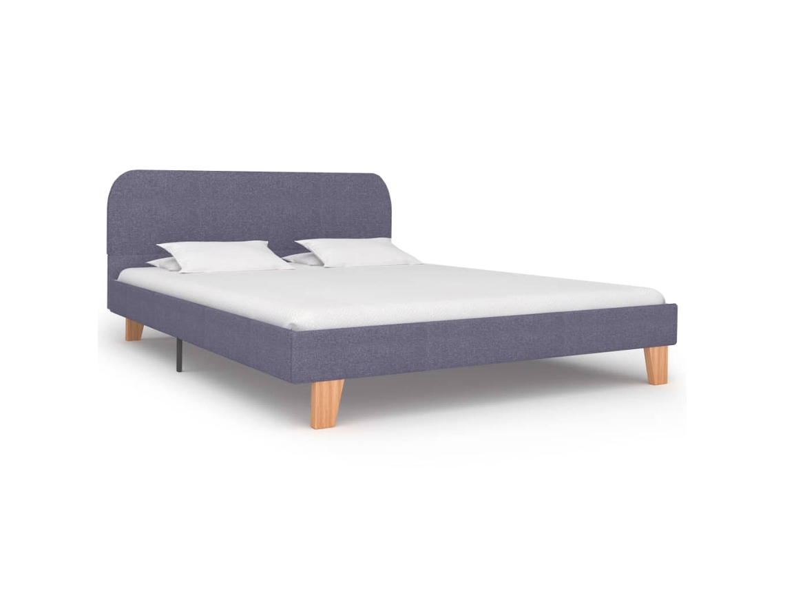 Estructura De Cama Sin Colchón Tela Gris Claro 140x200 Cm