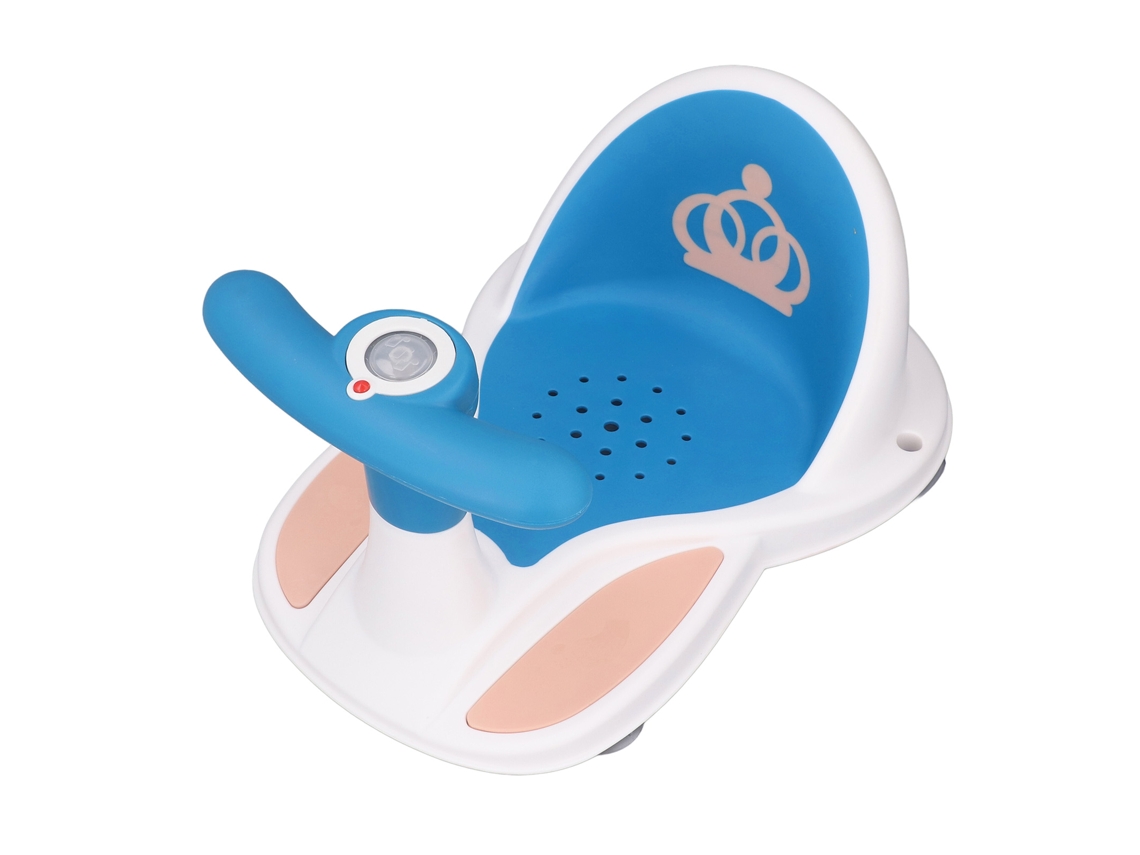 Banco De Baño Para Bebés Con 4 Ventosas Antideslizantes, Cómodo Soporte Lumbar, Color Azul.