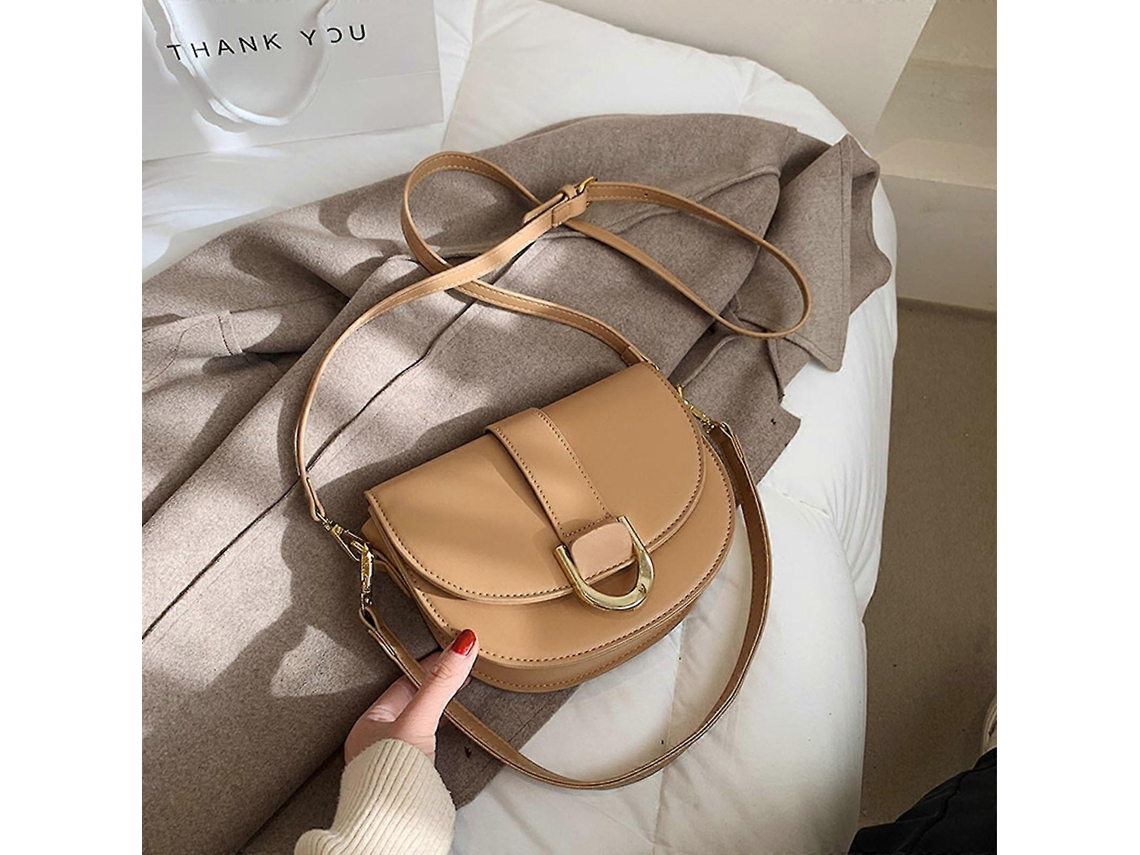 Bolsos de piel sintética para mujer, bandolera clásica, bolso bandolera, bolso tote Lalamoli color caqui.