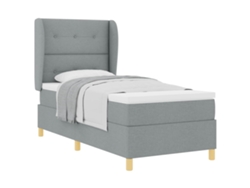 Maison Exclusive - Cama Con Somier Y Colchón Gris Oscuro 90x190 Cm De Tela Tela