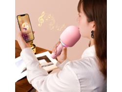 2026-micrófono Inalámbrico Bluetooth Portátil Hifi Con 5 Modos De Luz Ambiente Para Niños Adultos Rosa