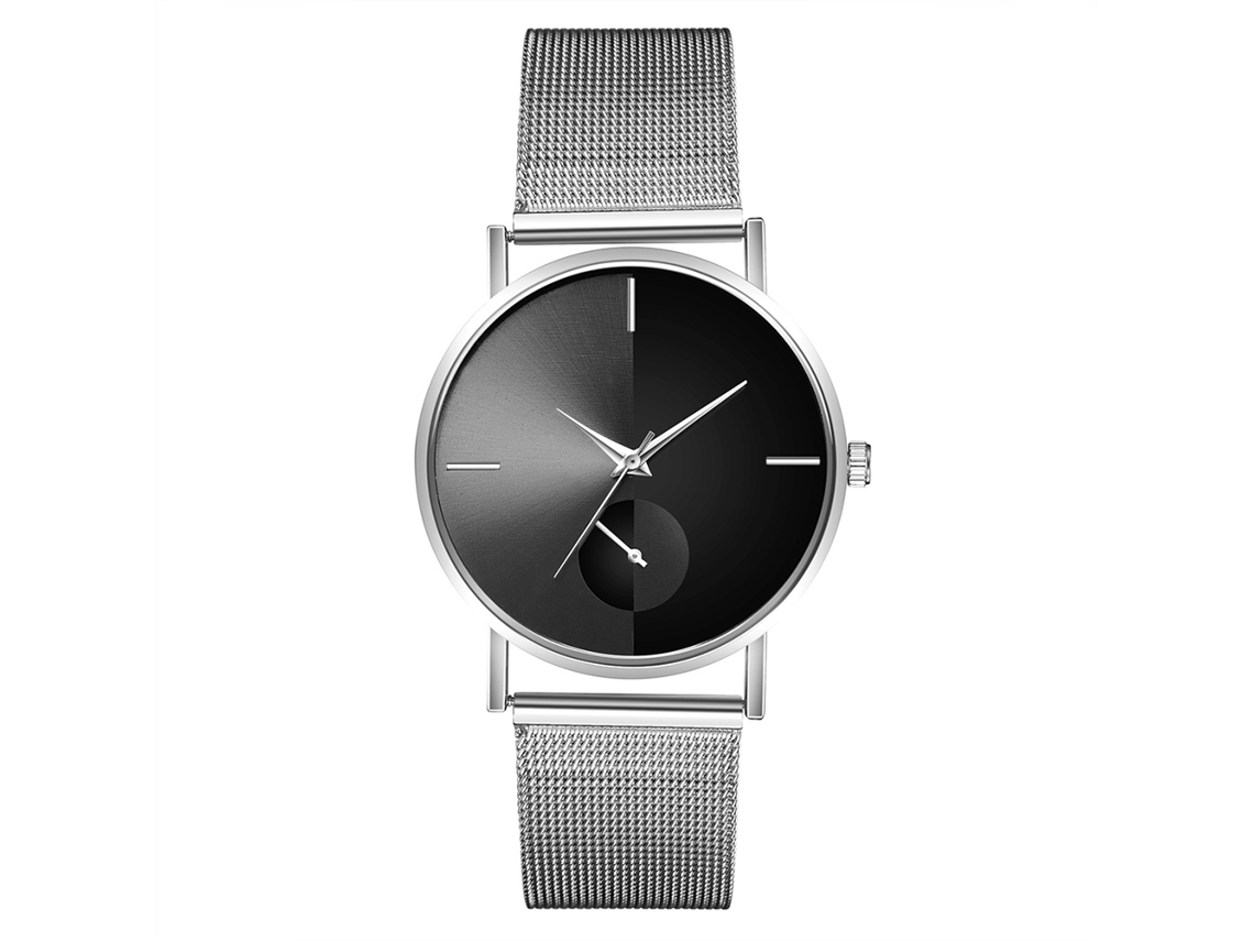 Reloj De Pulsera Casual De Moda Para Hombre Con Correa Negra Y Plateada Suave Y Duradera.