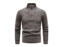 2026-jersey De Punto Para Hombre Con Cremallera Cuello Mock Manga Larga Slim Fit Casual Suéter Calcetin